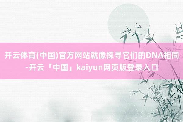 开云体育(中国)官方网站就像探寻它们的DNA相同-开云「中国」kaiyun网页版登录入口