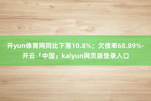 开yun体育网同比下落10.8%；欠债率68.89%-开云「中国」kaiyun网页版登录入口