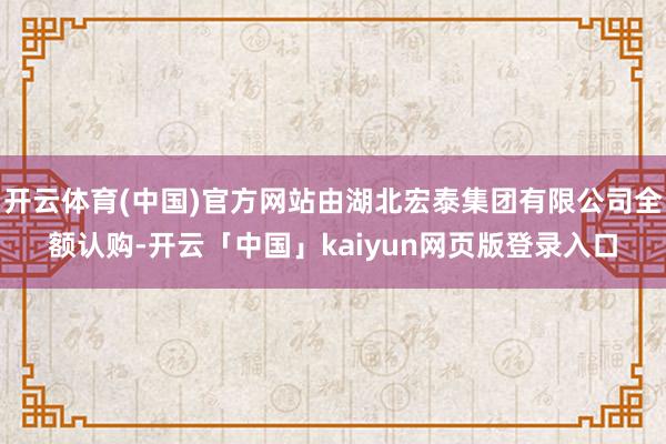 开云体育(中国)官方网站由湖北宏泰集团有限公司全额认购-开云「中国」kaiyun网页版登录入口